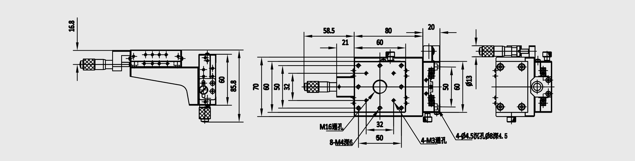 XZ轴交叉滚柱式手动位移台 台面尺寸60×60mm X轴行程±6.5mm Z轴行程±6.5mm