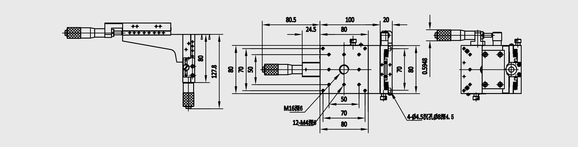 XZ轴交叉滚柱式手动位移台 台面尺寸80×80mm X轴行程±12.5mm Z轴行程±12.5mm