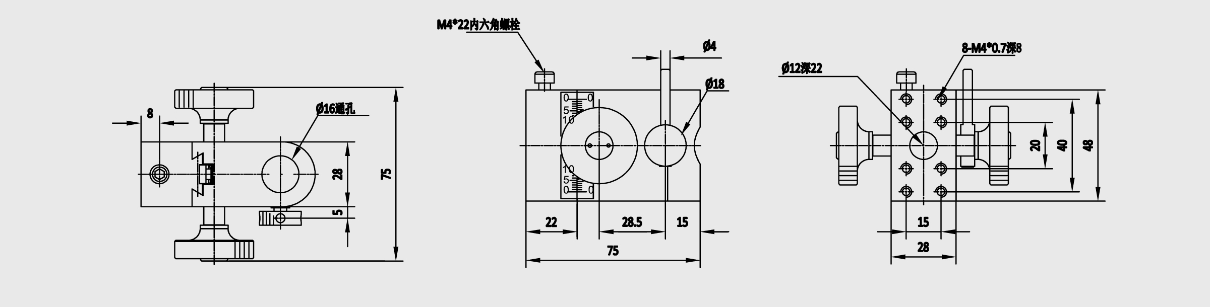 X轴燕尾槽式支柱安装用手动位移台 台面尺寸28×48mm 行程27mm