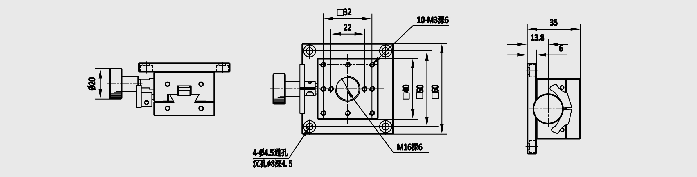 X轴齿轮齿条驱动燕尾槽式手动位移台 台面尺寸40×40mm 行程±10mm