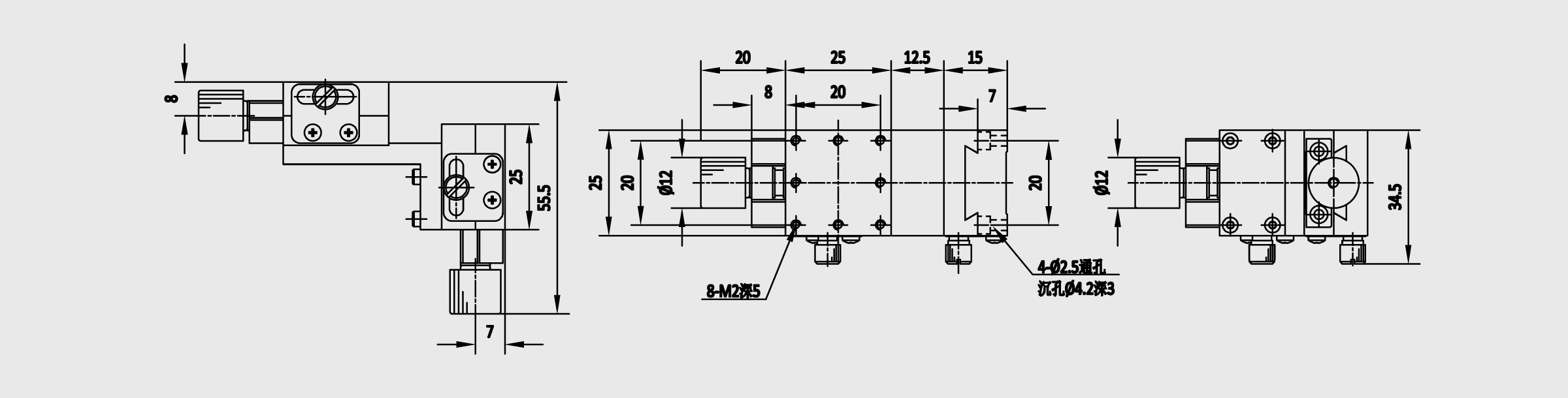 XZ轴丝杠进给燕尾槽式手动位移台 台面尺寸25×25mm XZ轴行程±5mm