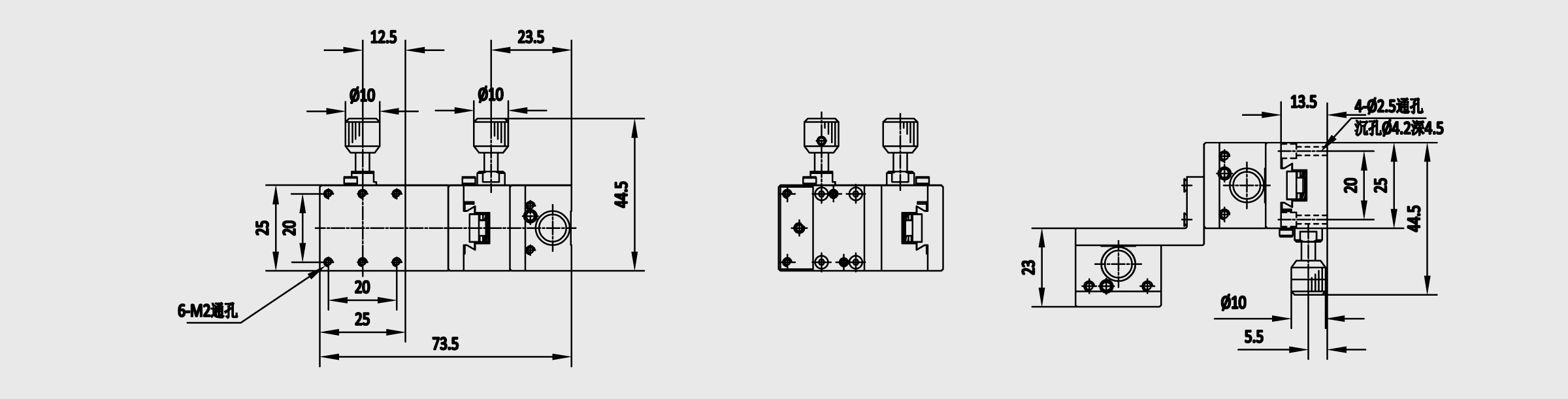 XYZ轴燕尾槽式手动位移台 台面尺寸25×25mm 行程±5mm 齿轮齿条驱动