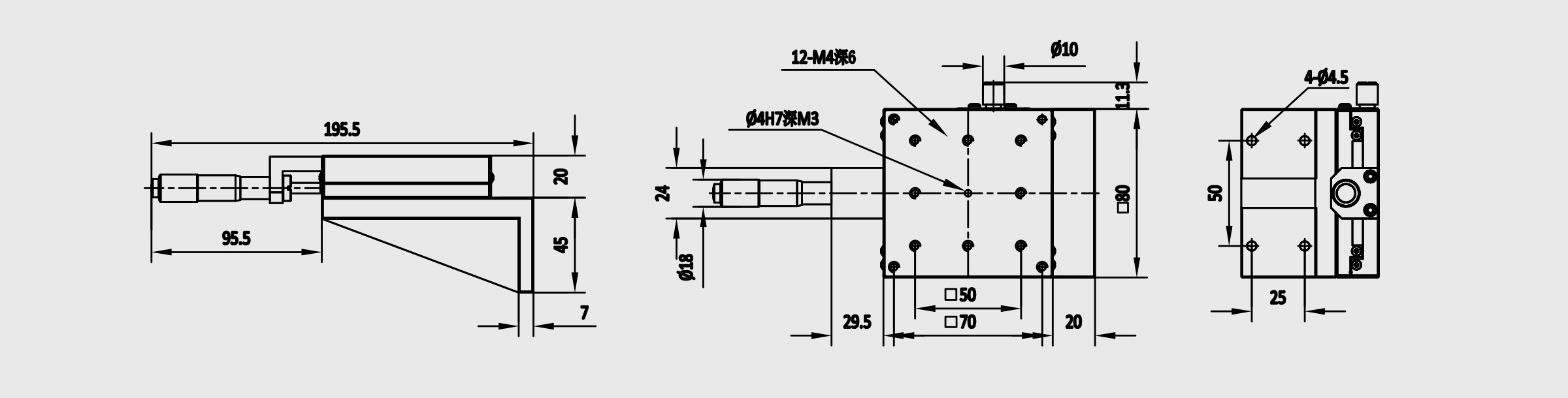 Z轴线性滚珠式手动位移台 台面尺寸80×80mm 行程±12.5mm