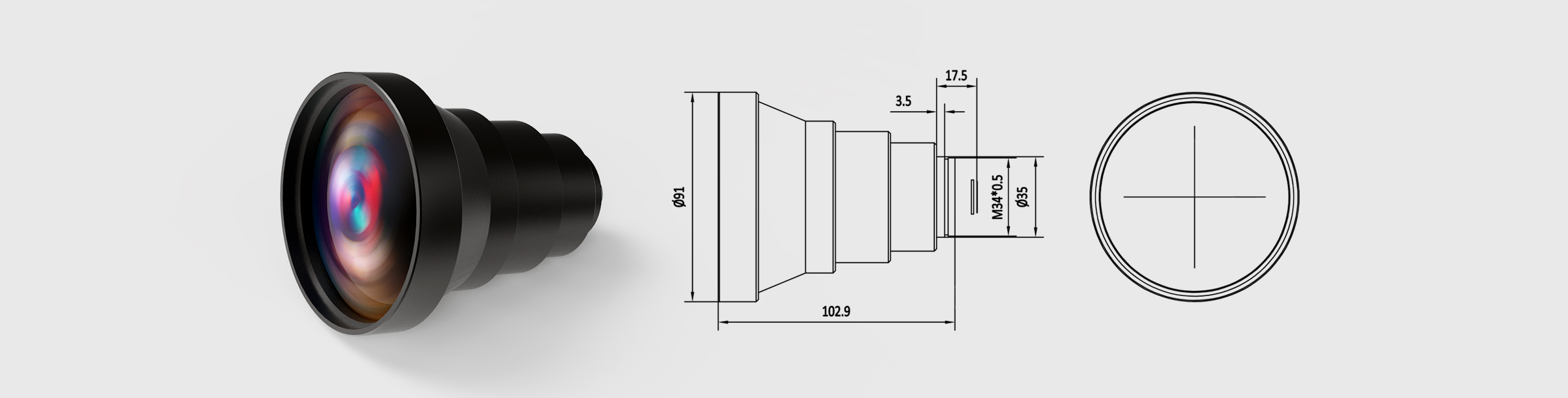 定焦远红外镜头 焦距100mm 分辨率640×512 M34接口