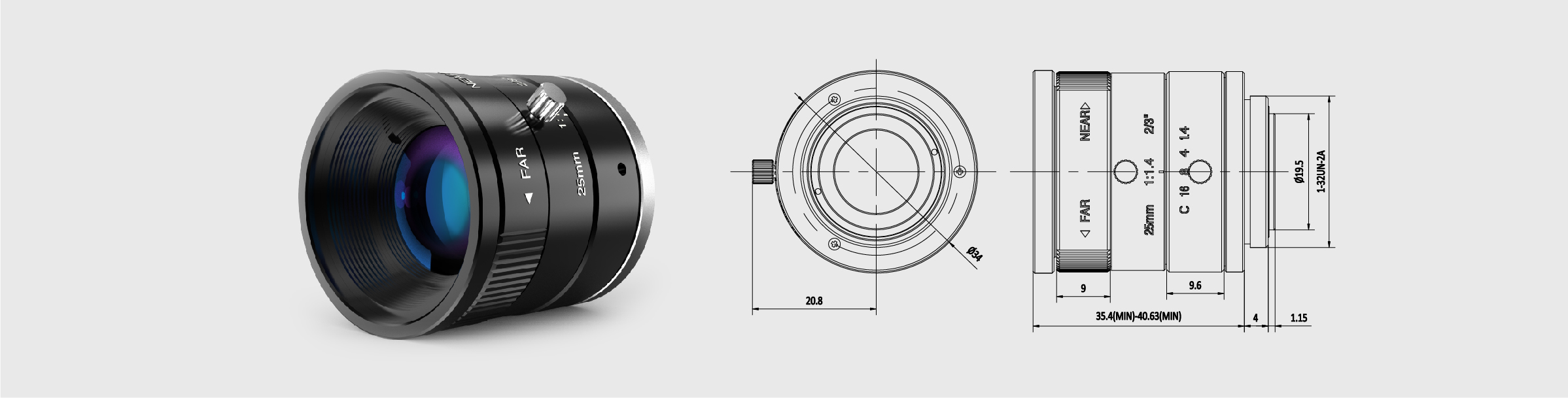 定焦镜头 25mm 2/3″ 2M