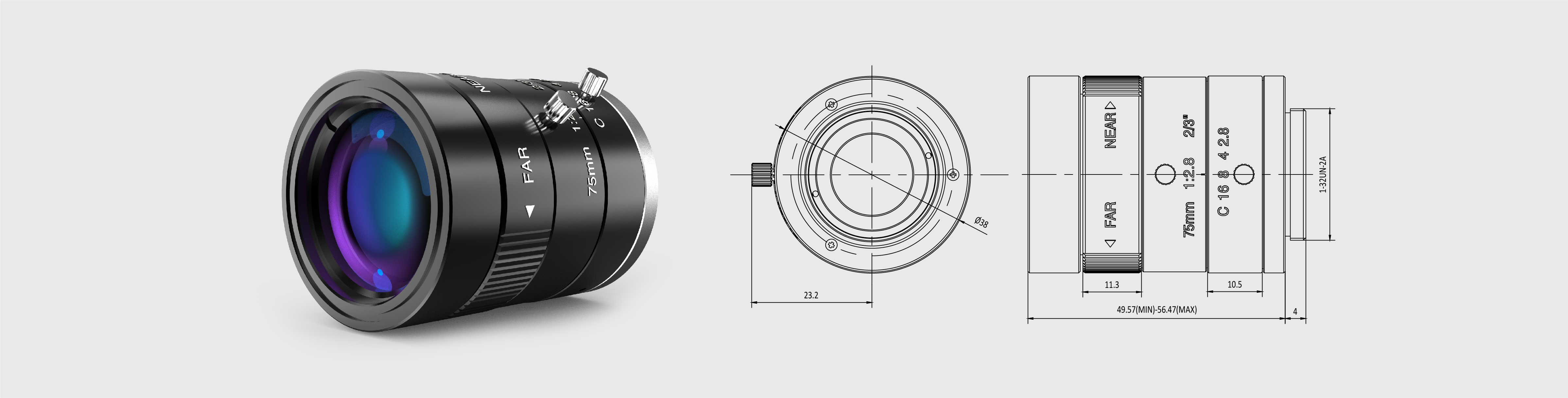 定焦镜头 75mm 2/3″ 2M