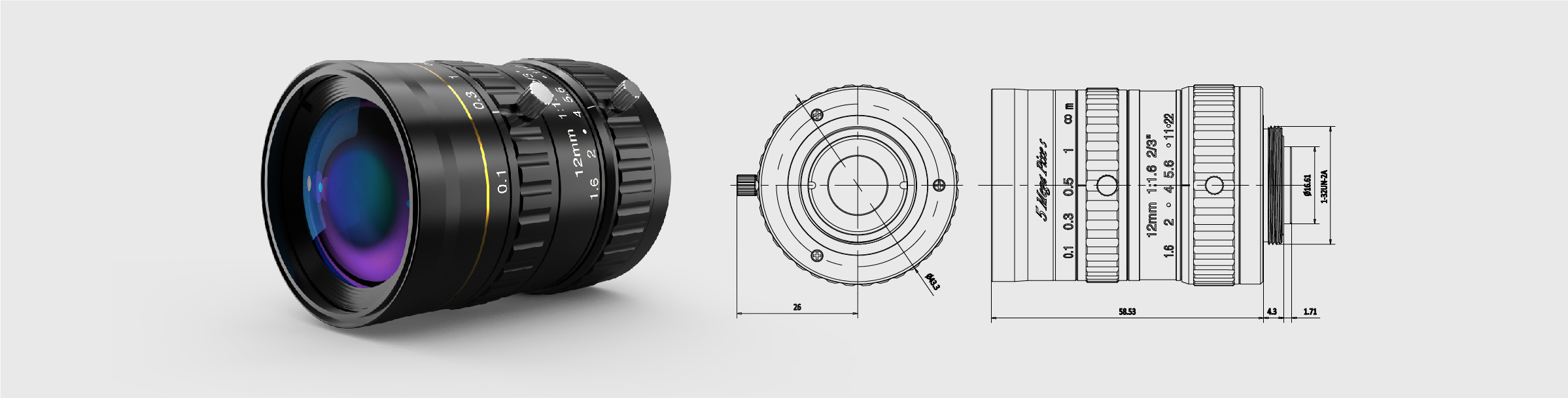 定焦镜头 12mm 2/3″5M