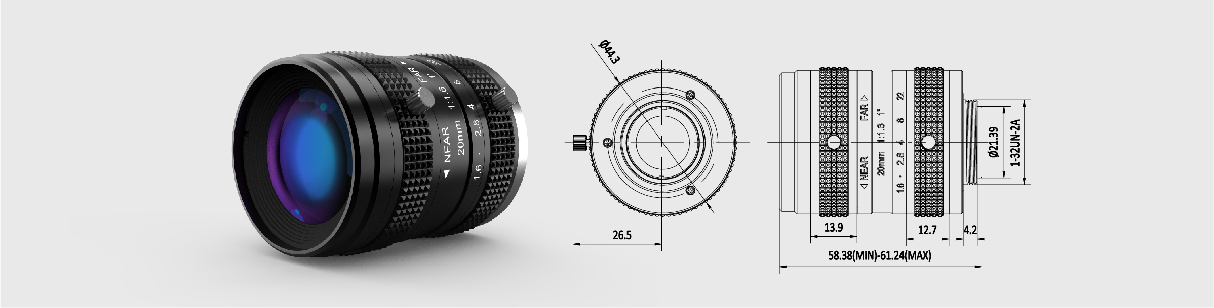 定焦镜头 20mm 1″5M