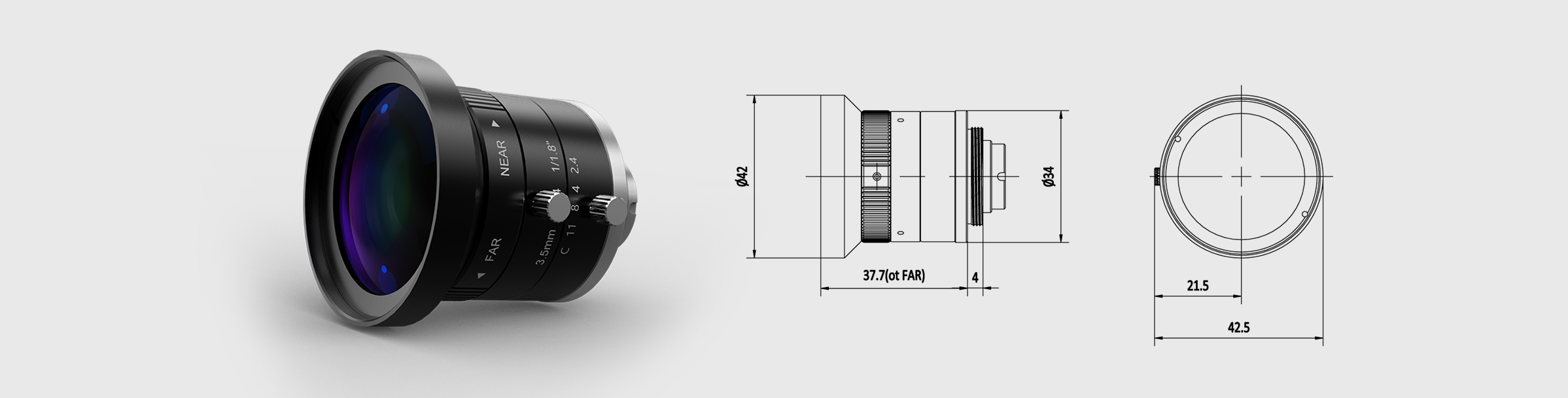 广角镜头 3.5mm 1/1.8″ 1MP