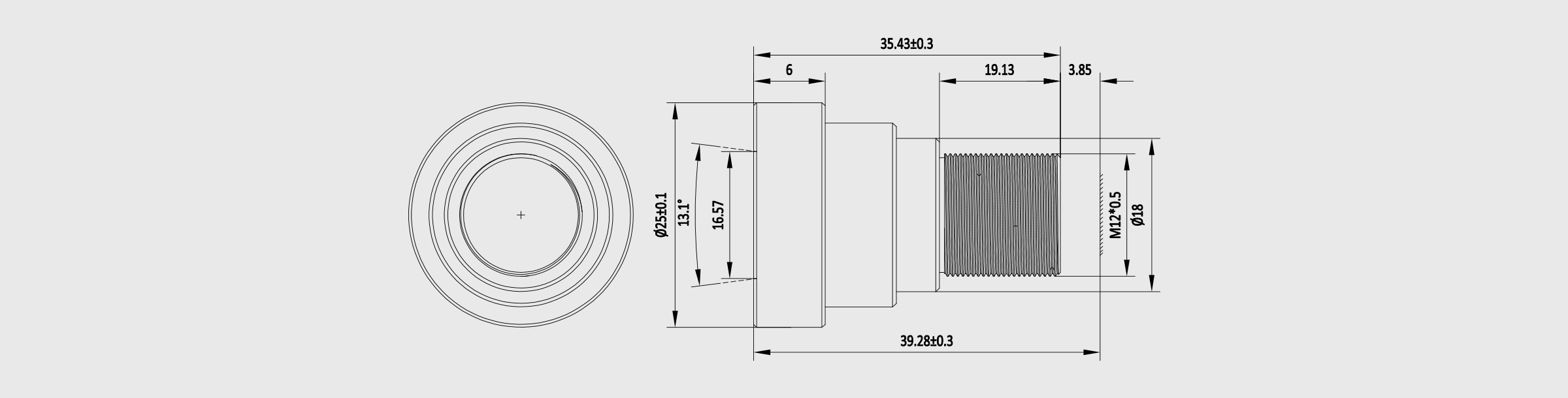 M12接口定焦镜头 35mm 2/3″