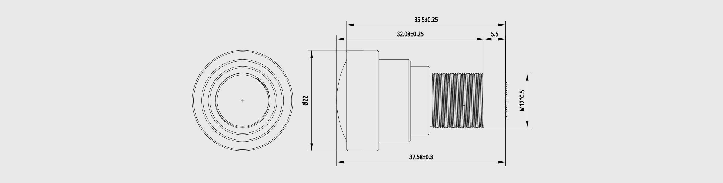 M12接口定焦镜头 50mm 2/3″