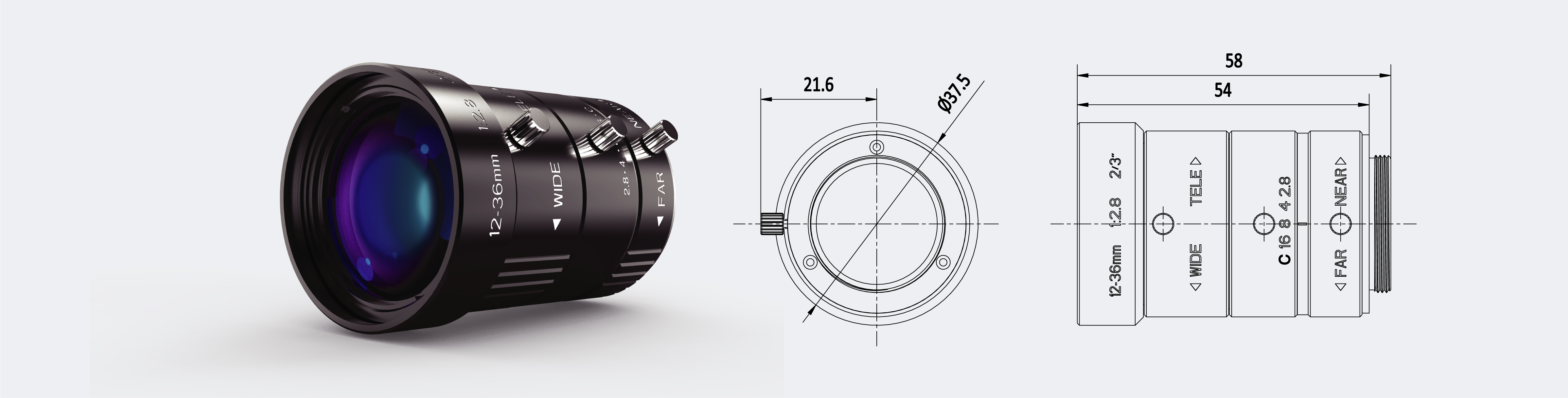 变焦镜头 焦距12-36mm 2/3″2M