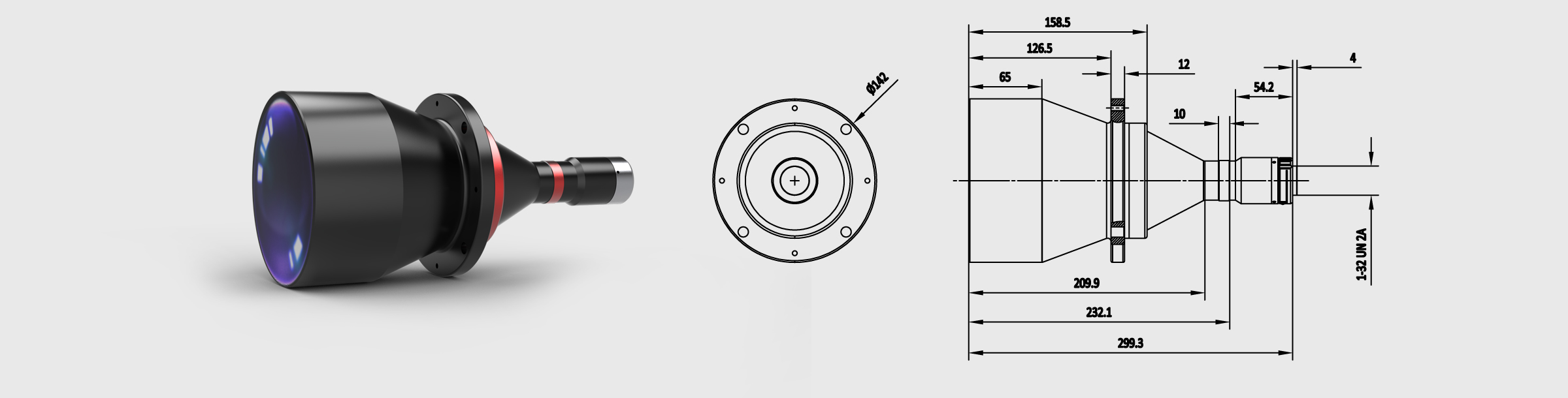 双远心镜头 0.167× Φ110mm 工作距离263mmm 1.1″