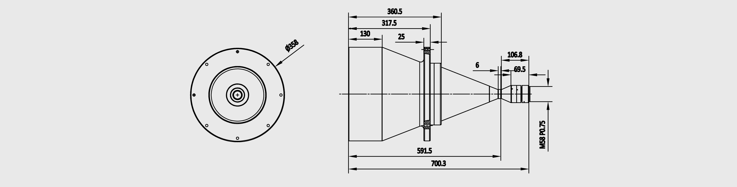 双远心镜头 0.097× Φ300mm 工作距离465mmm 1.75″