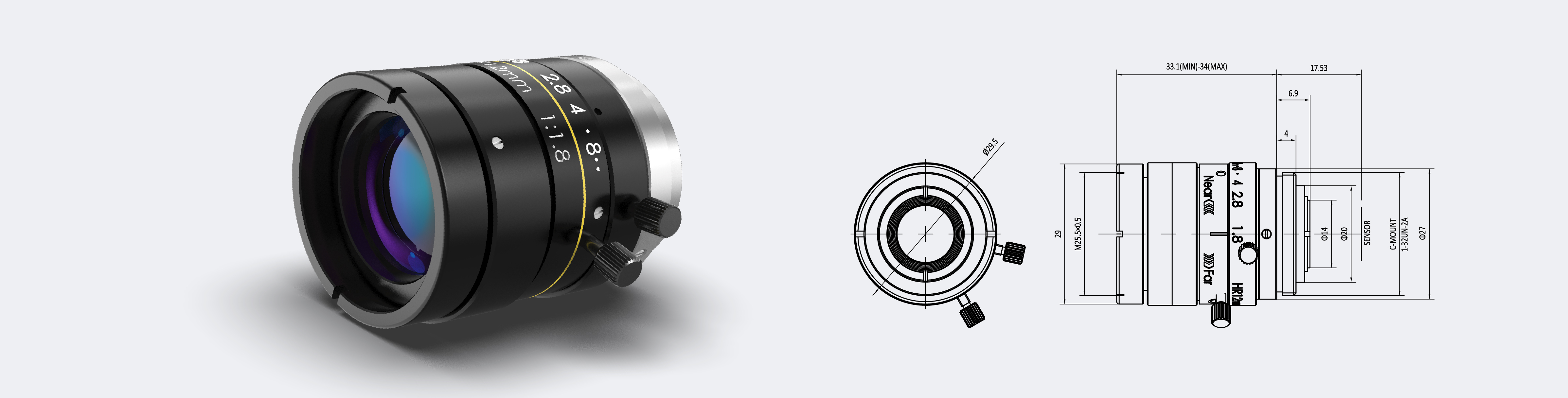 VIS-NIR 定焦镜头 12mm 2/3″