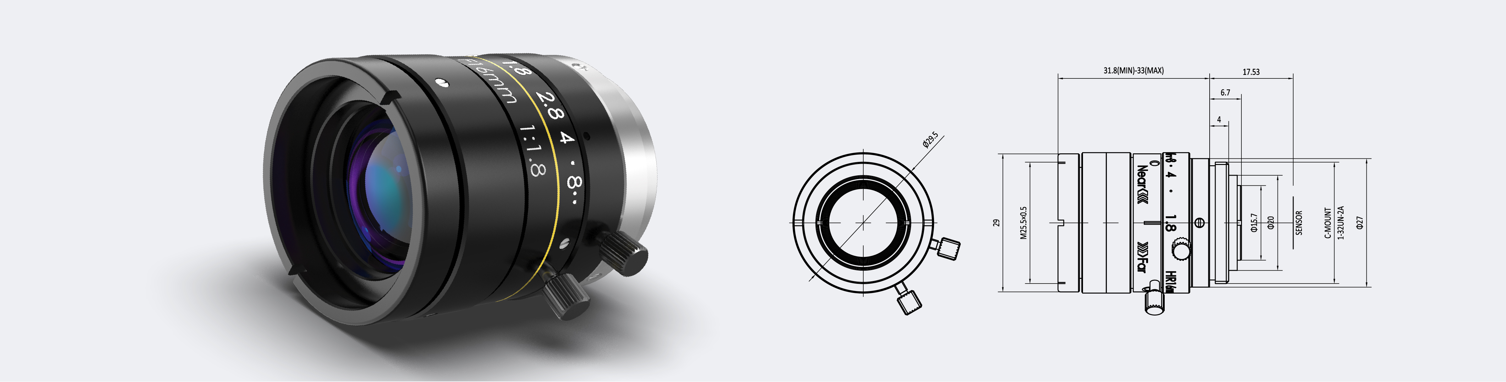 VIS-NIR 定焦镜头 16mm 2/3″