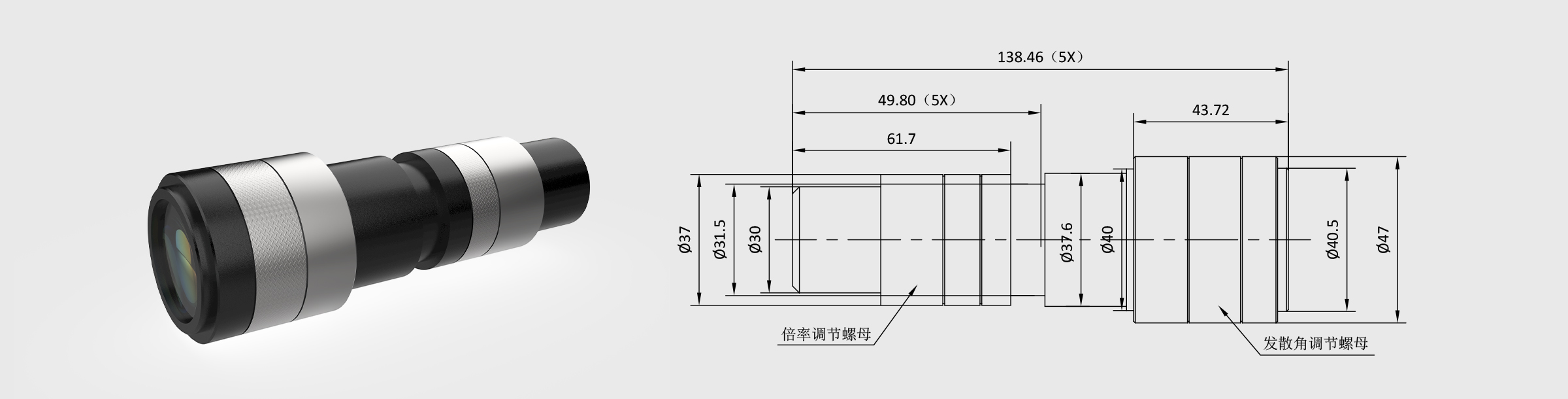 变倍激光扩束镜 355nm 1-5×