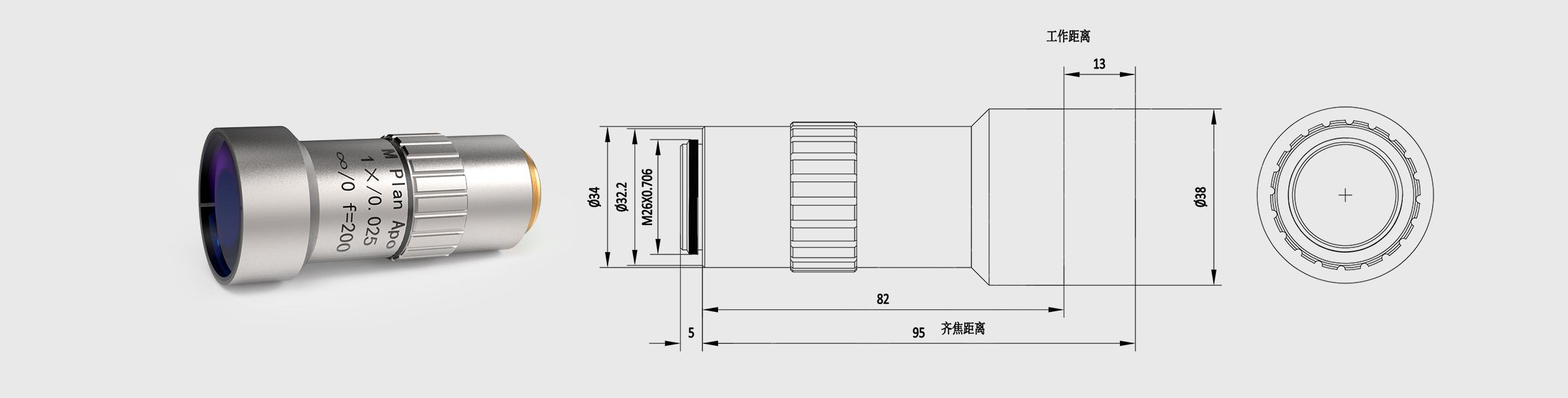 VIS远场校正显微物镜 1× M Plan Apo