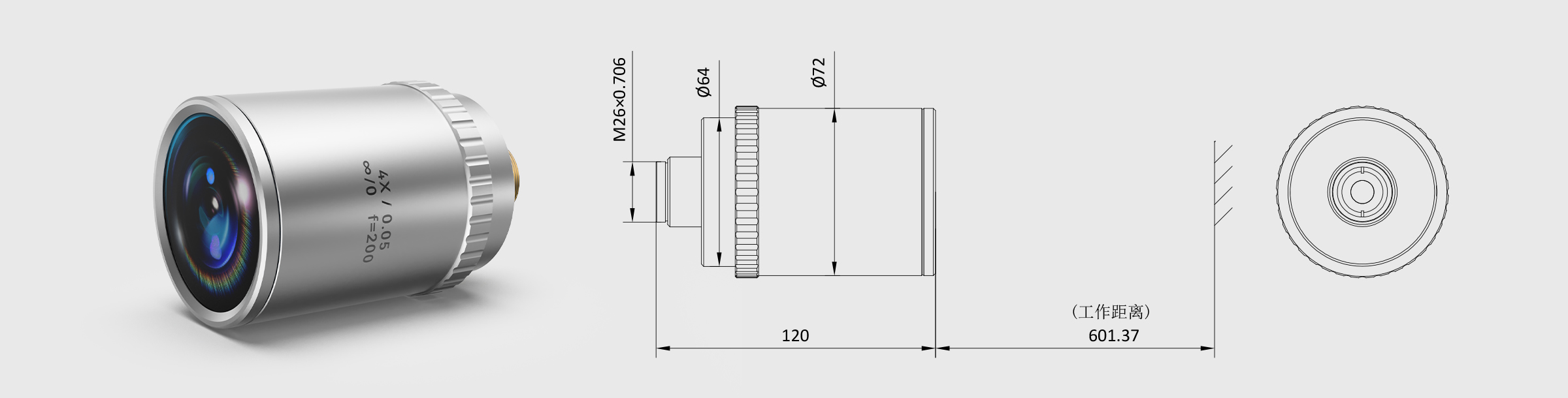 长工作距离显微物镜  GA WD600 M Plan Apo 4×