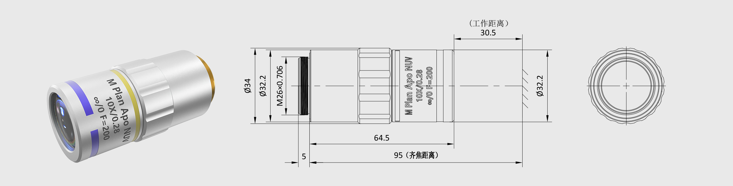 355-700nm显微物镜 GA 10× M plan Apo NUV