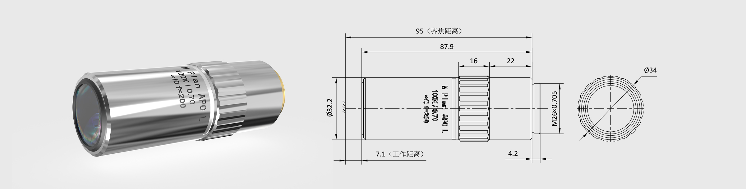 APO复消色差显微物镜 CE 100× M PLAN