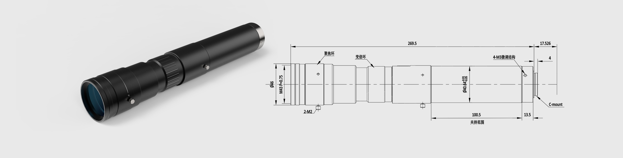 连续变倍显微镜头 1.0×-10.0× 2/3″