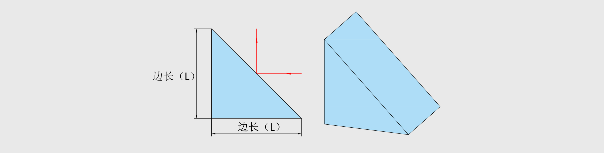 直角反射镜 50.0×50.0×50.0mm AG+保护 精退火H-K9L光学玻璃
