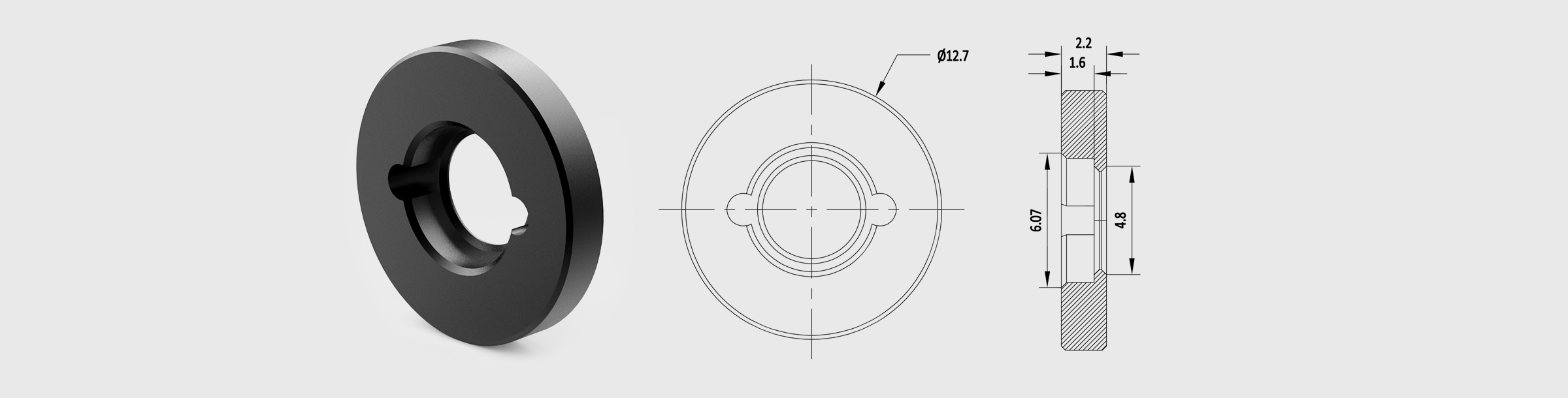 小尺寸镜片安装转接件 夹持尺寸6mm