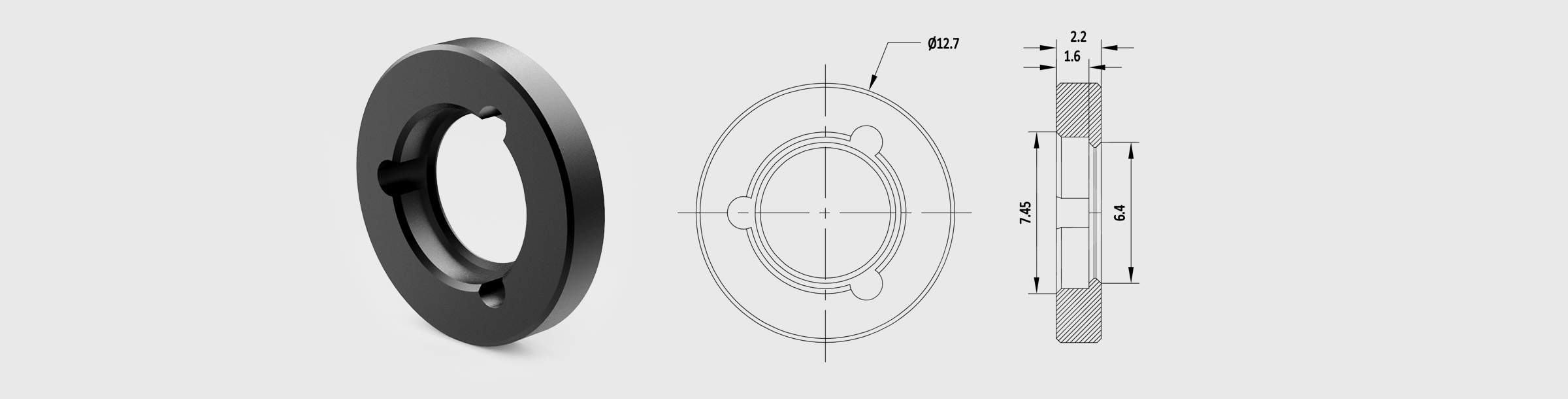 小尺寸镜片安装转接件 持尺寸7.45mm