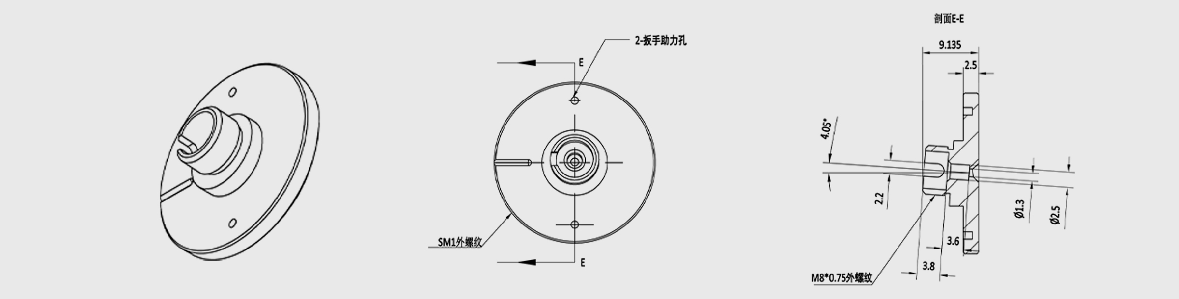 光纤法兰 FC/APC接头 SM1外螺纹