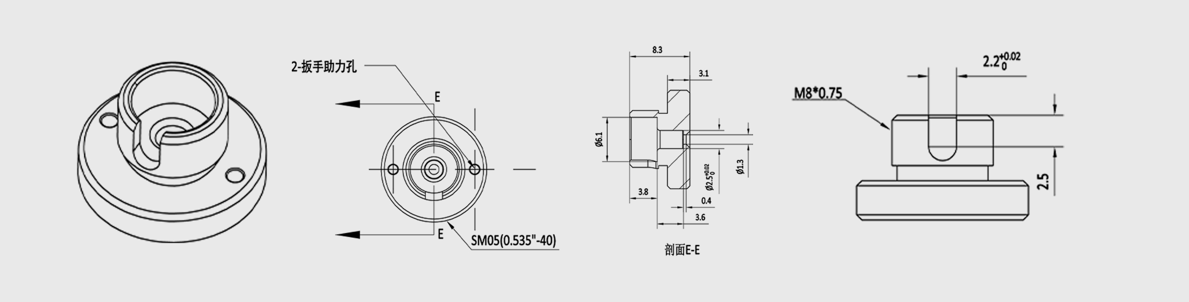 光纤法兰 FC/PC接头 SM05外螺纹