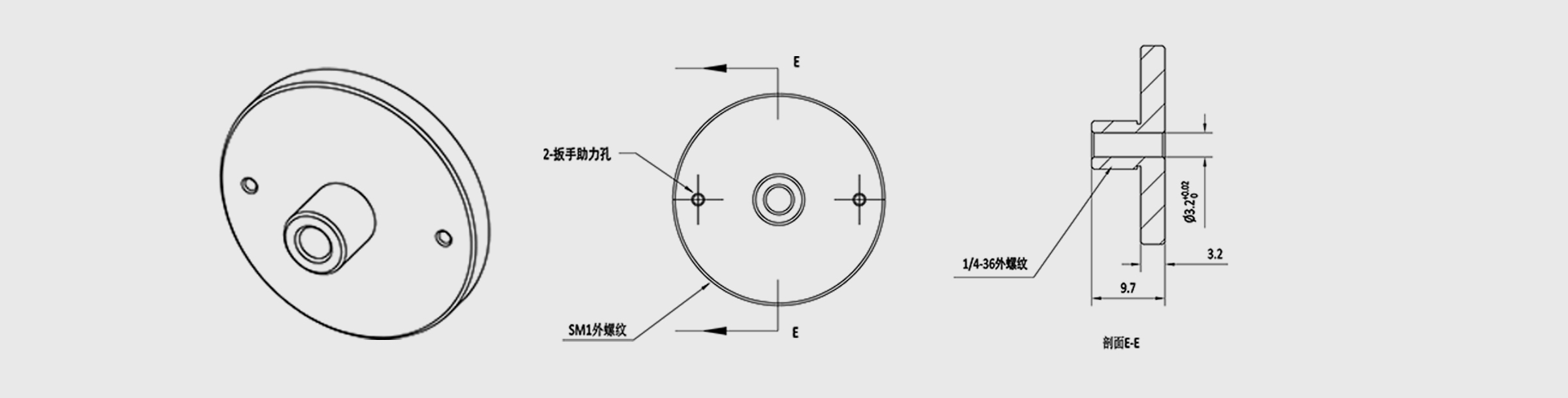 光纤法兰 SMA接头 SM1外螺纹