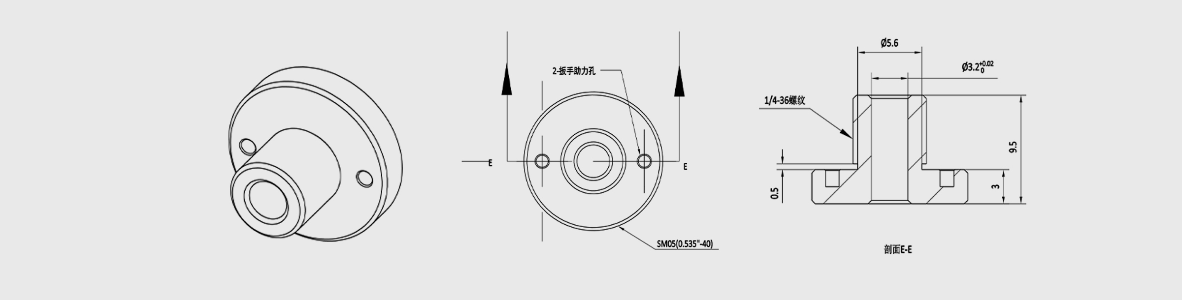 光纤法兰 SMA接头 SM05外螺纹