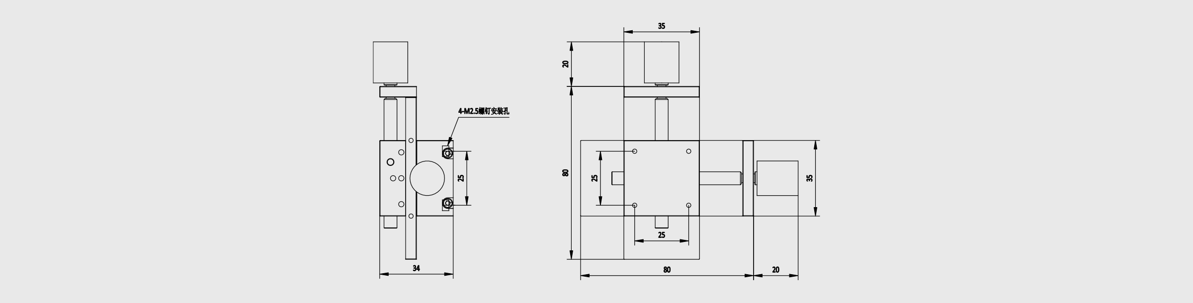 燕尾微调架 台面尺寸=35×35mm XY轴