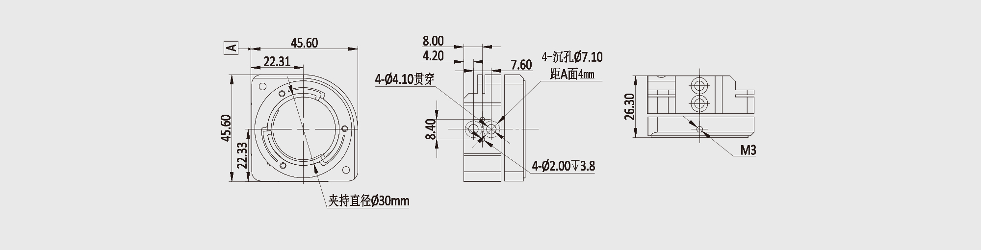 铜反射镜架 夹持尺寸=30.0mm