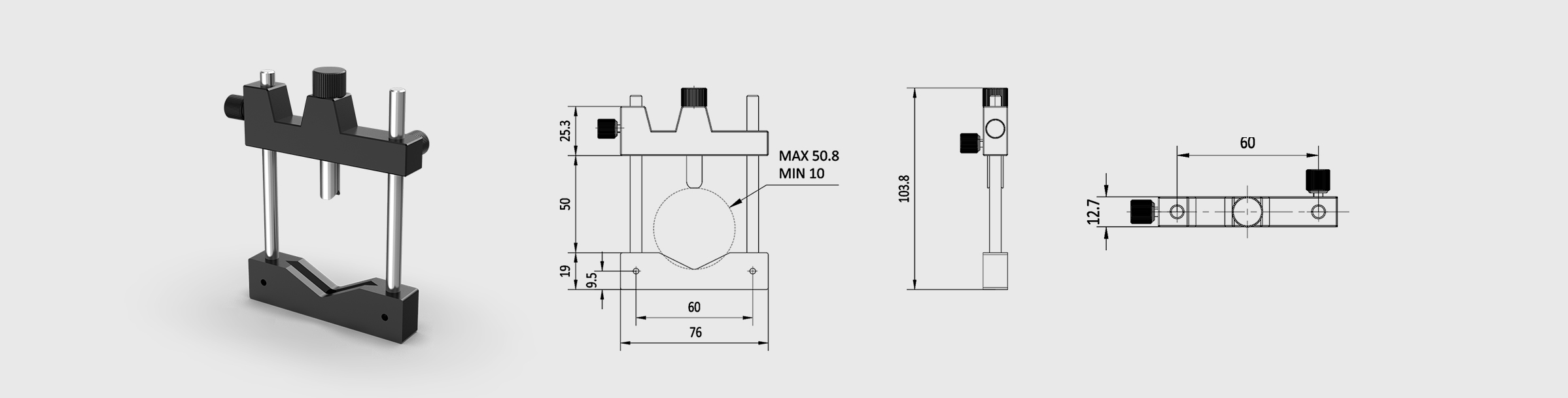 可调式固定座 最大夹持尺寸=50.8mm