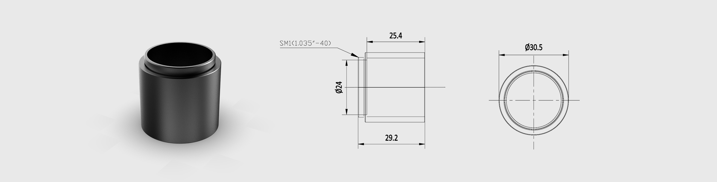 Φ1英寸透镜套筒 长度25mm 叠式透镜套筒