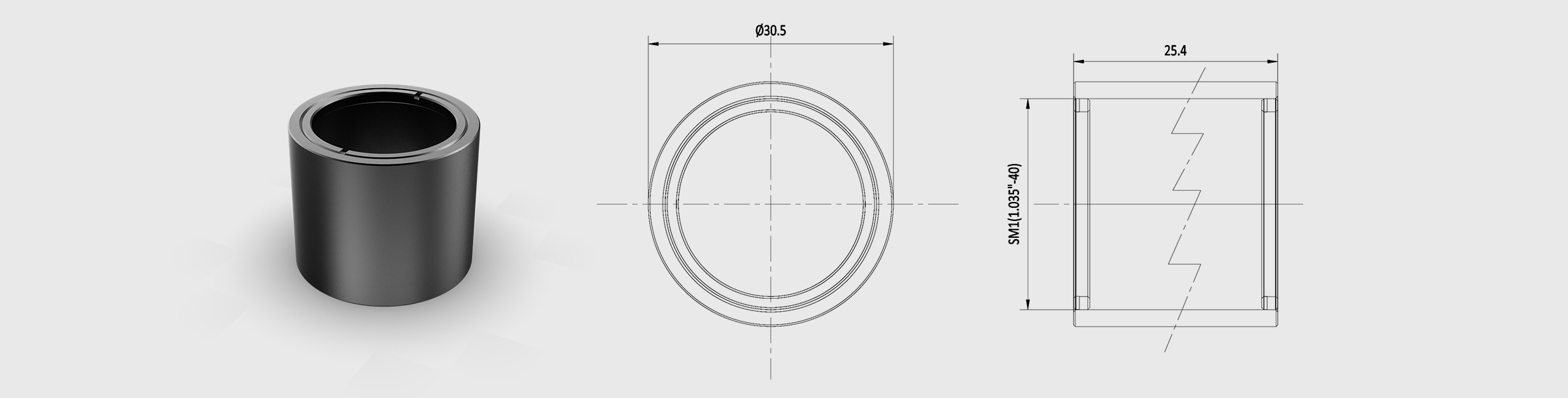 Φ1英寸透镜套筒 长度25mm 直筒式透镜套筒