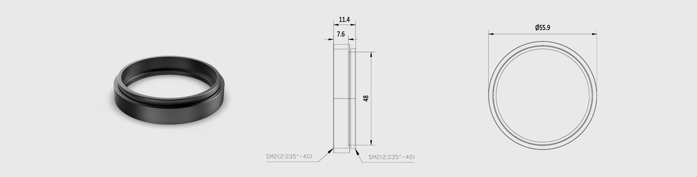 Φ2英寸透镜套筒 长度8mm层叠式透镜套筒