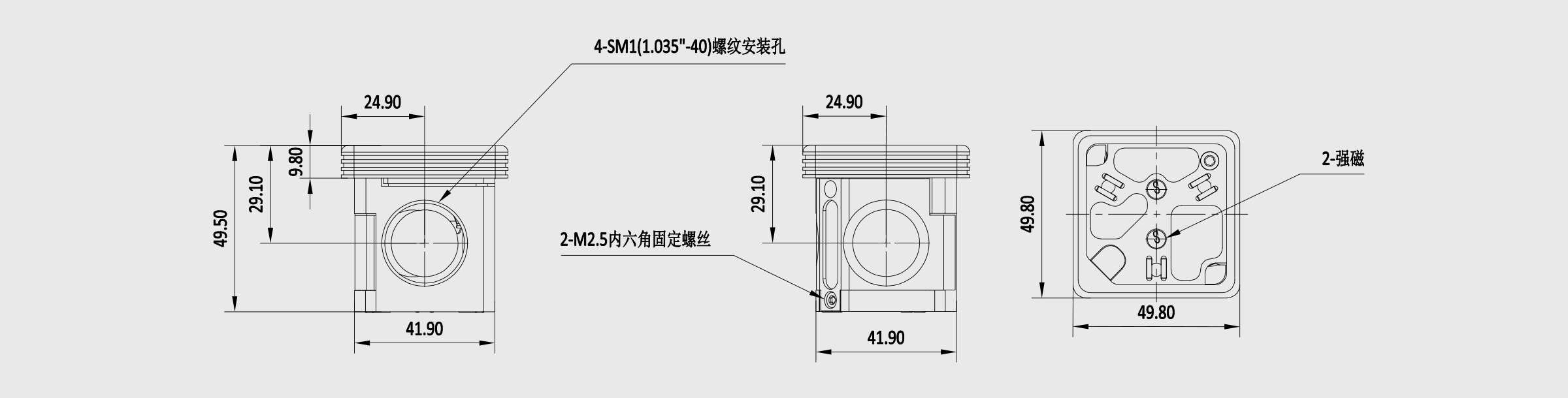 30mm笼式荧光滤波片立方体 右转向