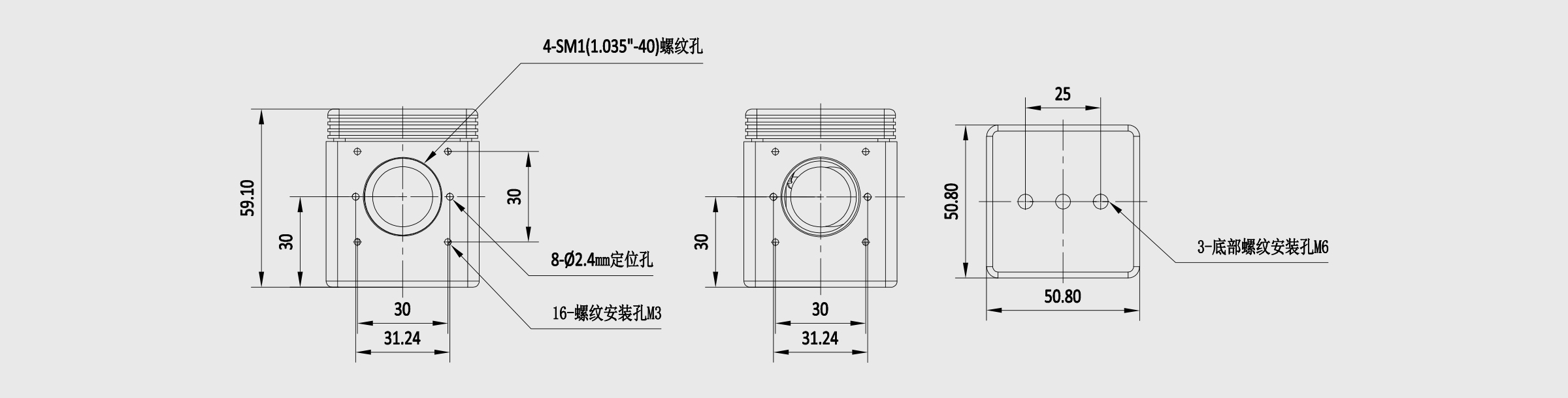 30mm笼式荧光滤波片立方体套装 左转向