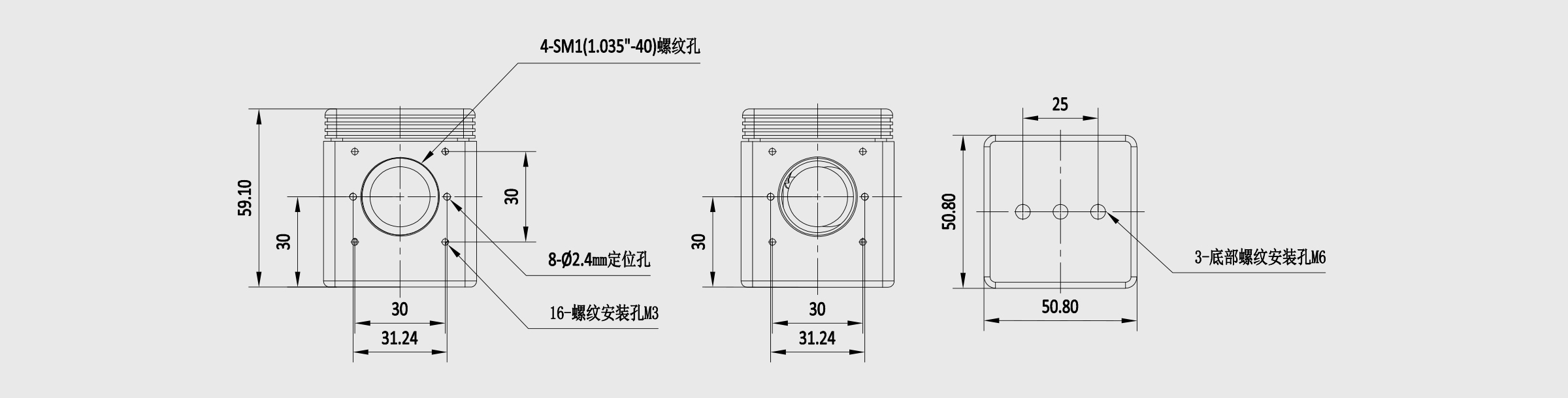 30mm笼式荧光滤波片立方体套装 右转向