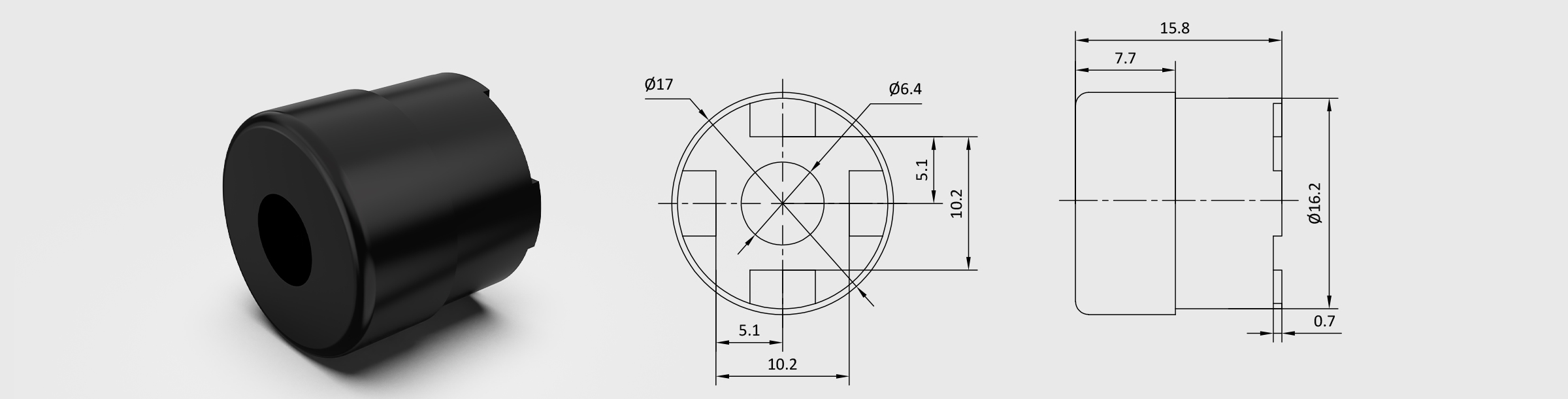 16mm笼式立方安装座 尺寸Φ17mm×15.8mm