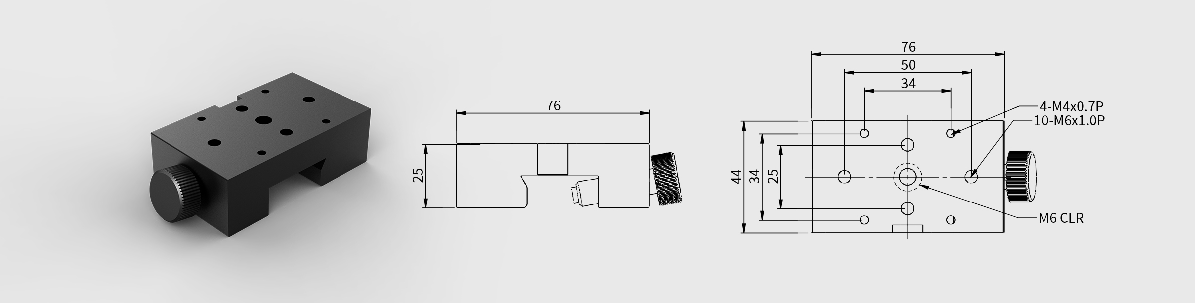 光学滑块 尺寸76×44mm 滑轨宽度24mm