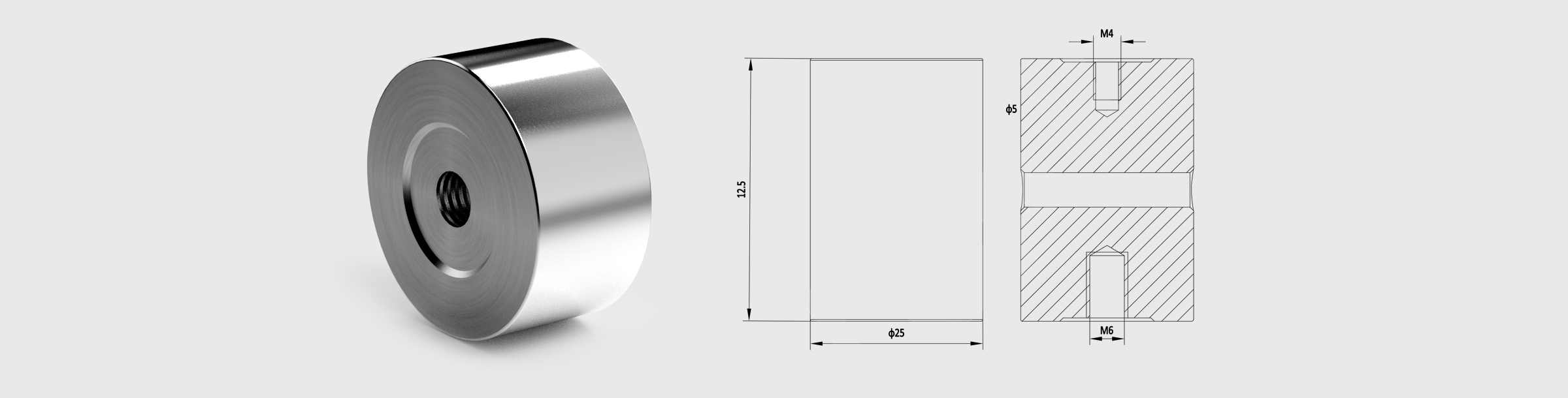 Φ25mm支撑棒 长度=12.5mm