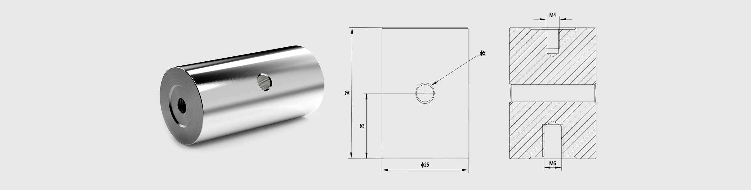 Φ25mm支撑棒 长度=50mm