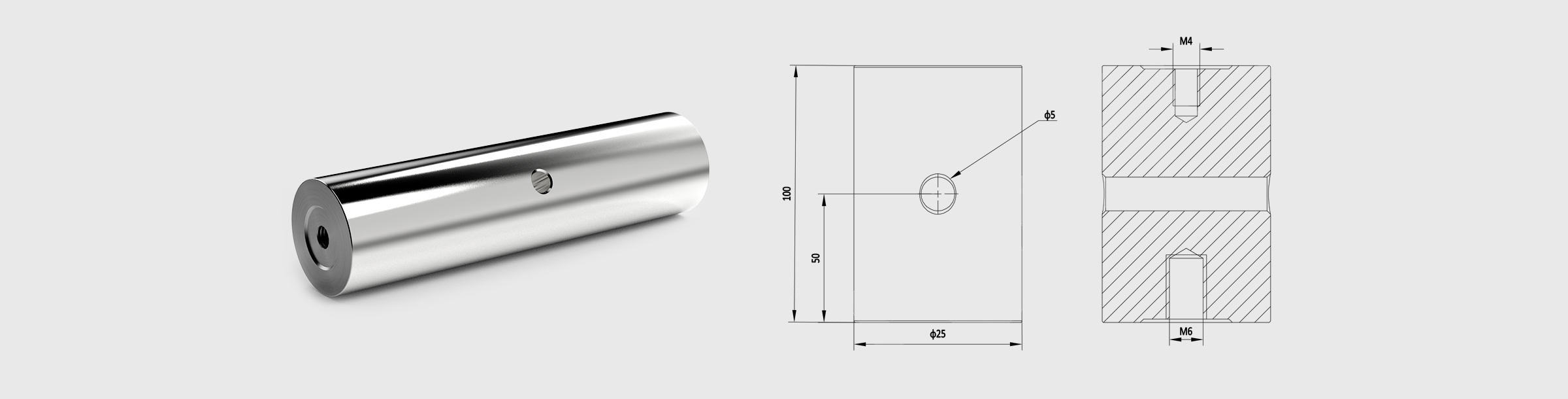 Φ25mm支撑棒 长度=100mm