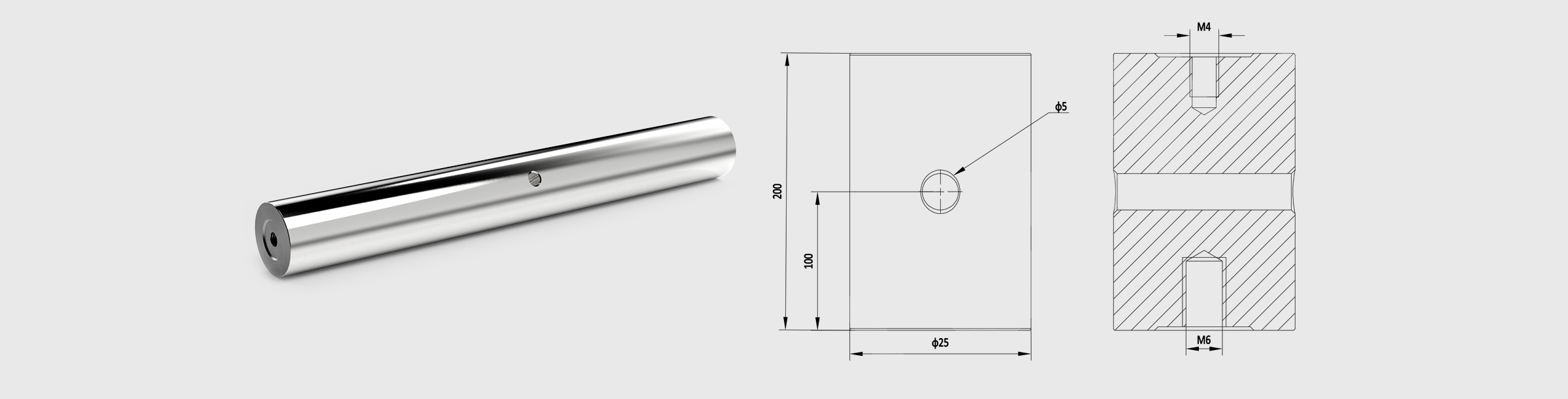 Φ25mm支撑棒 长度=200mm