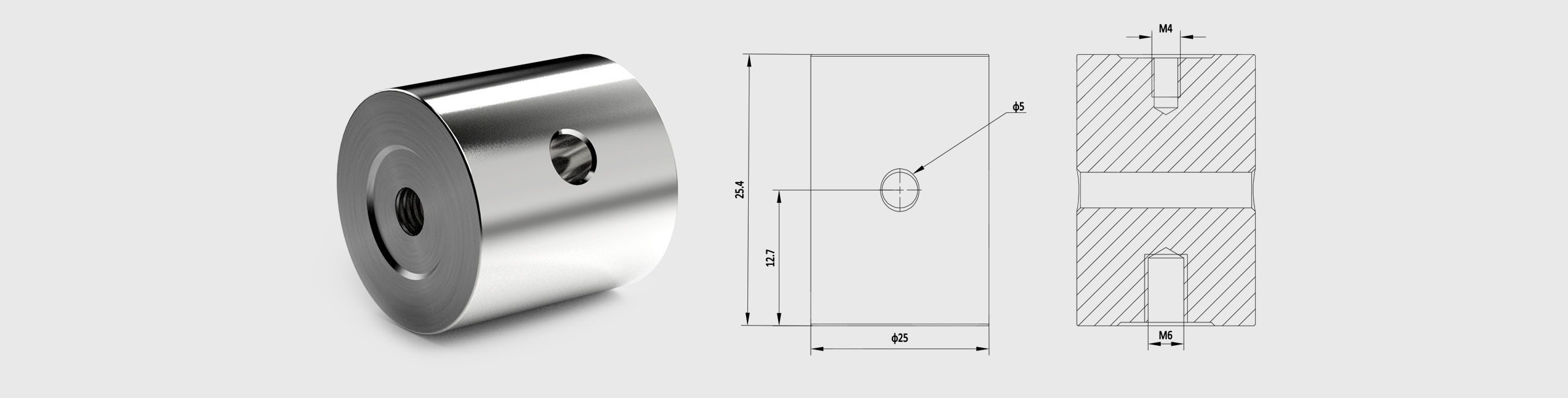 Φ25mm支撑棒 长度=25.4mm