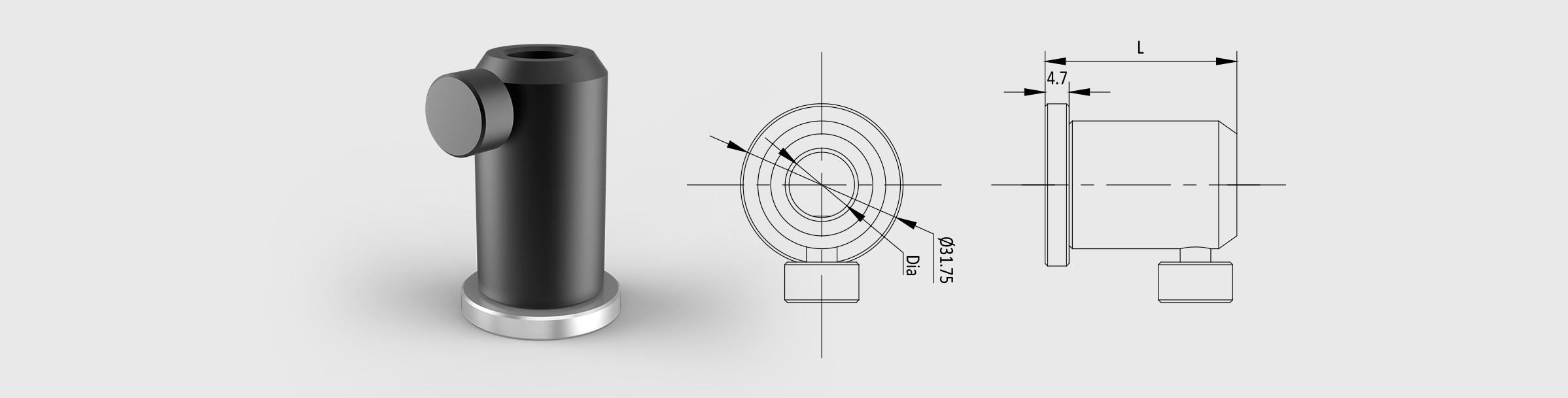 组合底座三孔带磁性棒座 高度=51mm
